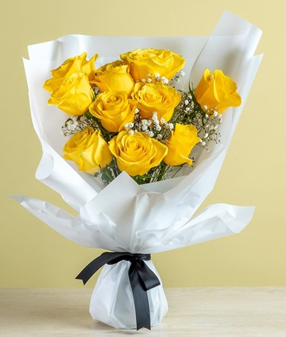 Yellow Ecuadorian Rose & Gypso Bouquet