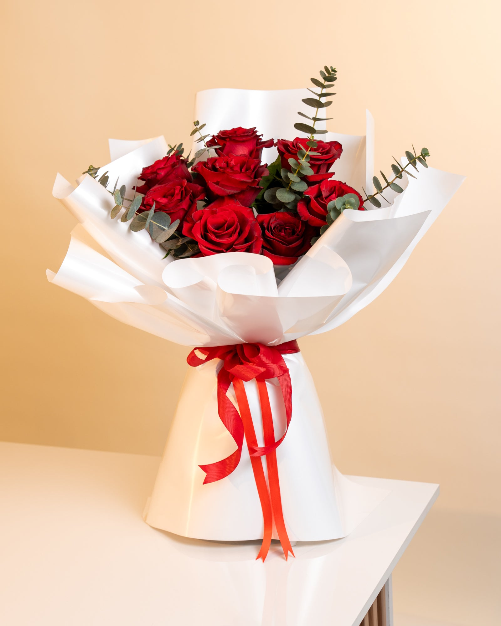 10 Classic Red China Roses Bouquet